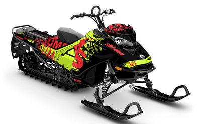 Shatter Red DayGlow Ski-Doo REV Gen4 Summit Premium Coverage Sled Wrap