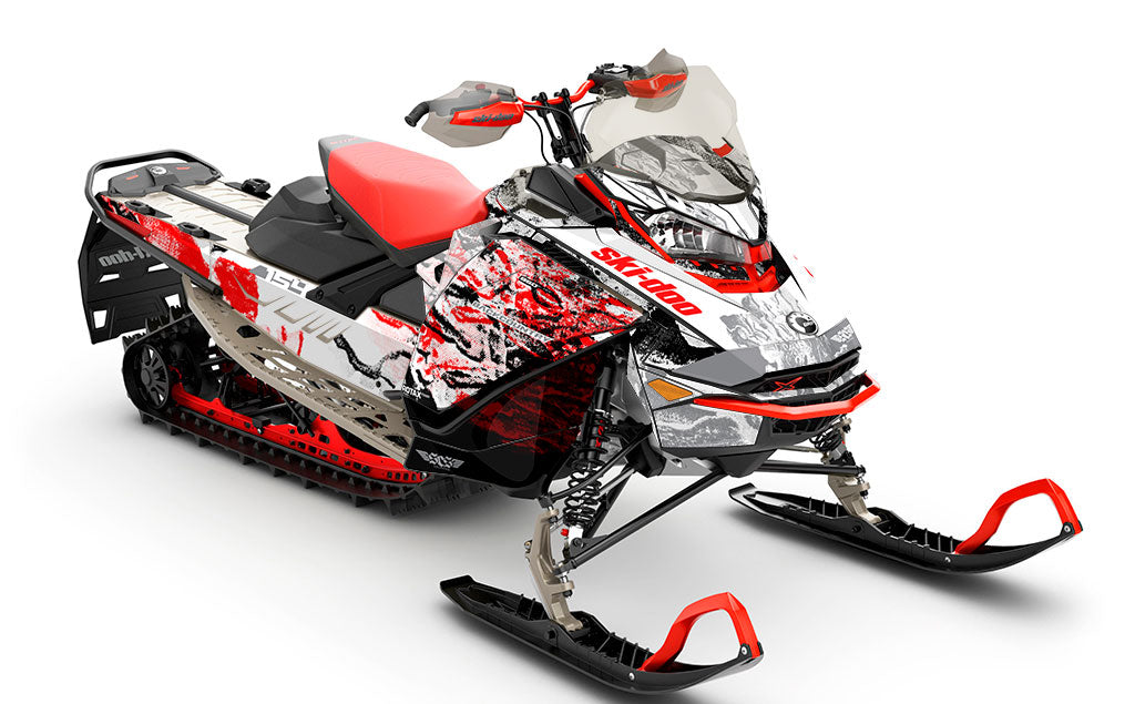Sidestep White Red Ski-Doo REV Gen4 Backcountry Partial Coverage Sled Wrap