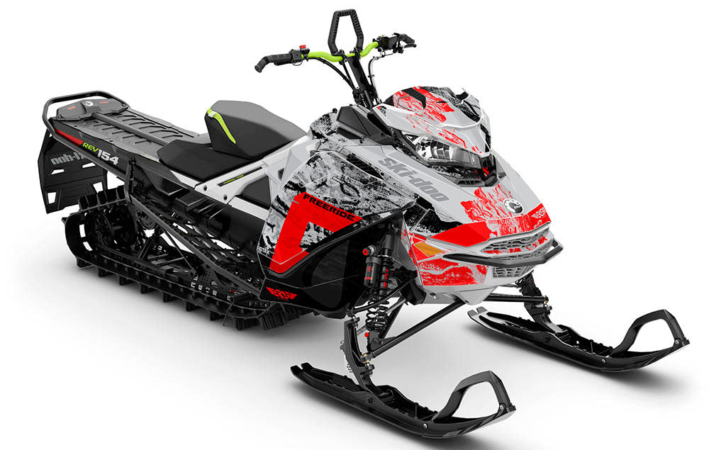 Sidestep Red CatGrey Ski-Doo REV Gen4 Freeride Full Coverage Sled Wrap