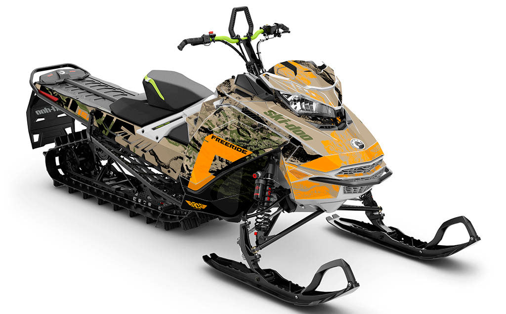 Sidestep Tan Army Ski-Doo REV Gen4 Freeride Partial Coverage Sled Wrap