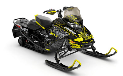 Sidestep Black Yellow Ski-Doo REV Gen4 MXZ Partial Coverage Sled Wrap