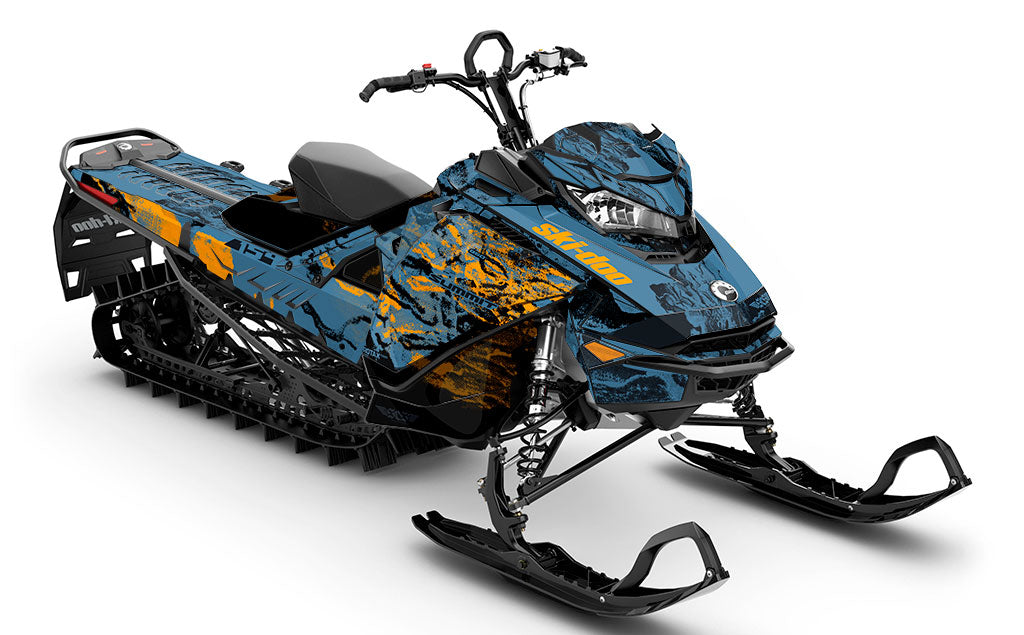 Sidestep Scandiblue Orange Ski-Doo REV Gen4 Summit Premium Coverage Sled Wrap