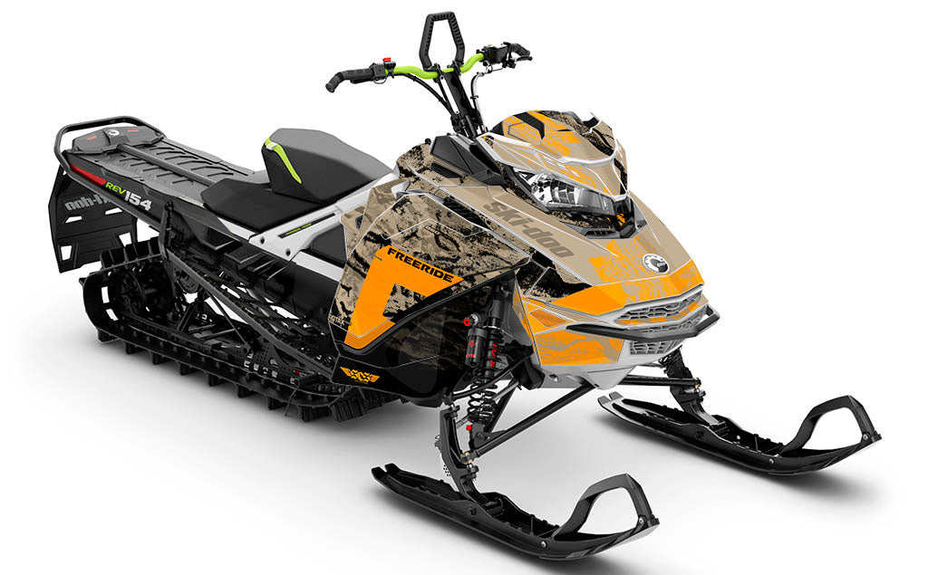 Sidestep Orange Tan Ski-Doo REV Gen4 Freeride Premium Coverage Sled Wrap