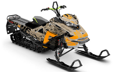 Sidestep Orange Tan Ski-Doo REV Gen4 Freeride Partial Coverage Sled Wrap