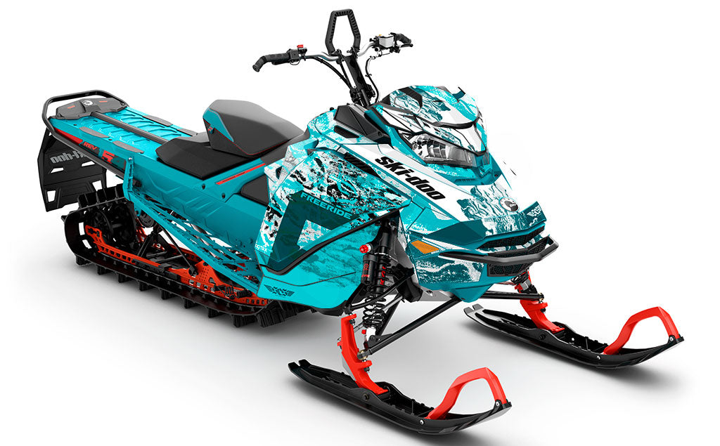 Sidestep White Turquoise Ski-Doo REV Gen4 Freeride Full Coverage Sled Wrap