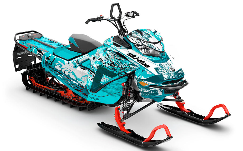 Sidestep White Turquoise Ski-Doo REV Gen4 Freeride Less Coverage Sled Wrap