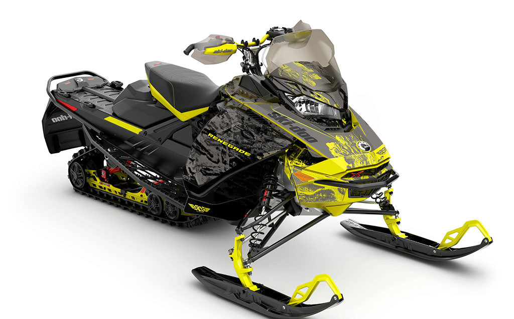 Sidestep Grey Yellow Ski-Doo REV Gen4 Renegade Partial Coverage Sled Wrap