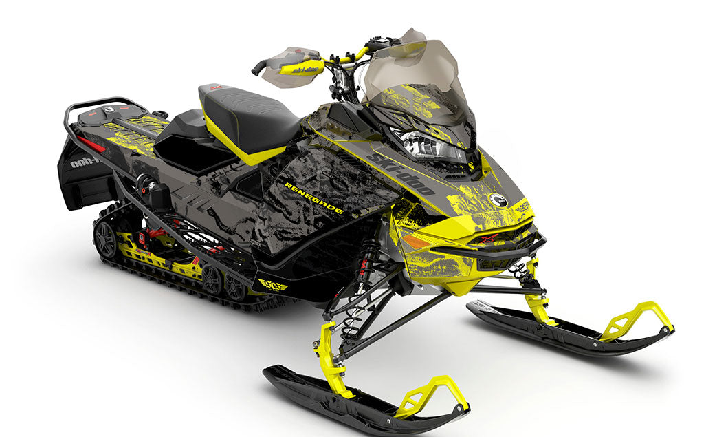 Sidestep Grey Yellow Ski-Doo REV Gen4 Renegade Full Coverage Sled Wrap