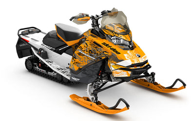Sidestep Orange White Ski-Doo REV Gen4 Renegade Premium Coverage Sled Wrap