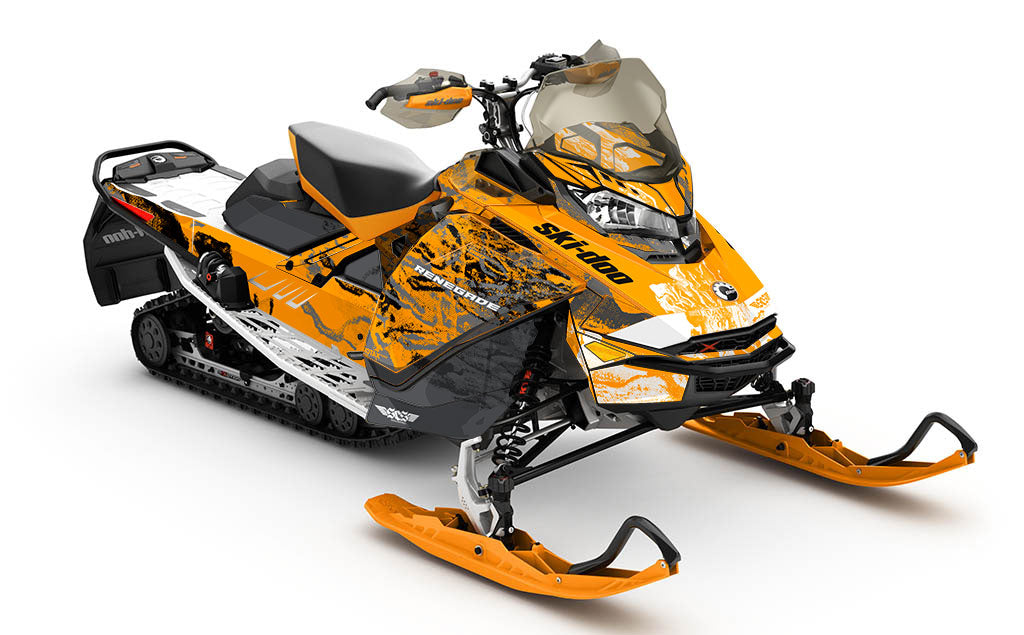 Sidestep Orange White Ski-Doo REV Gen4 Renegade Partial Coverage Sled Wrap