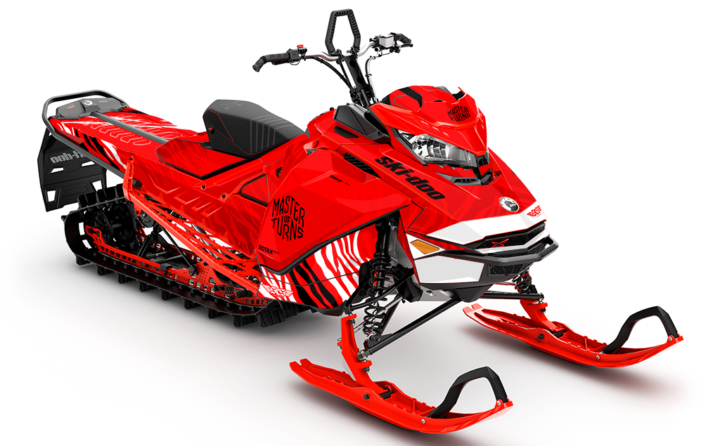 MOT Riot Red White Ski-Doo REV Gen4 Sled Wrap Premium Coverage Sled Wrap