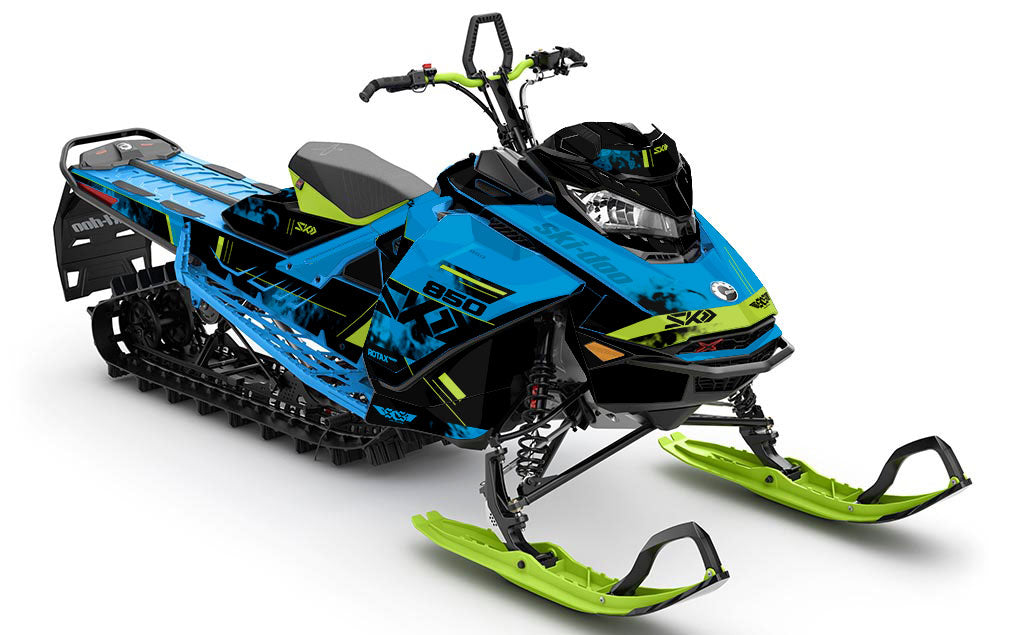 Smokeshow Blue Green Ski-Doo REV Gen4 Sled Wrap Full Coverage Sled Wrap