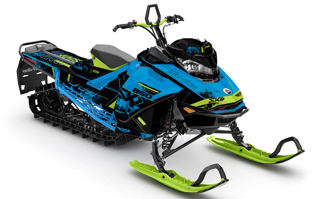 Smokeshow Blue Green Ski-Doo REV Gen4 Sled Wrap Premium Coverage Sled Wrap