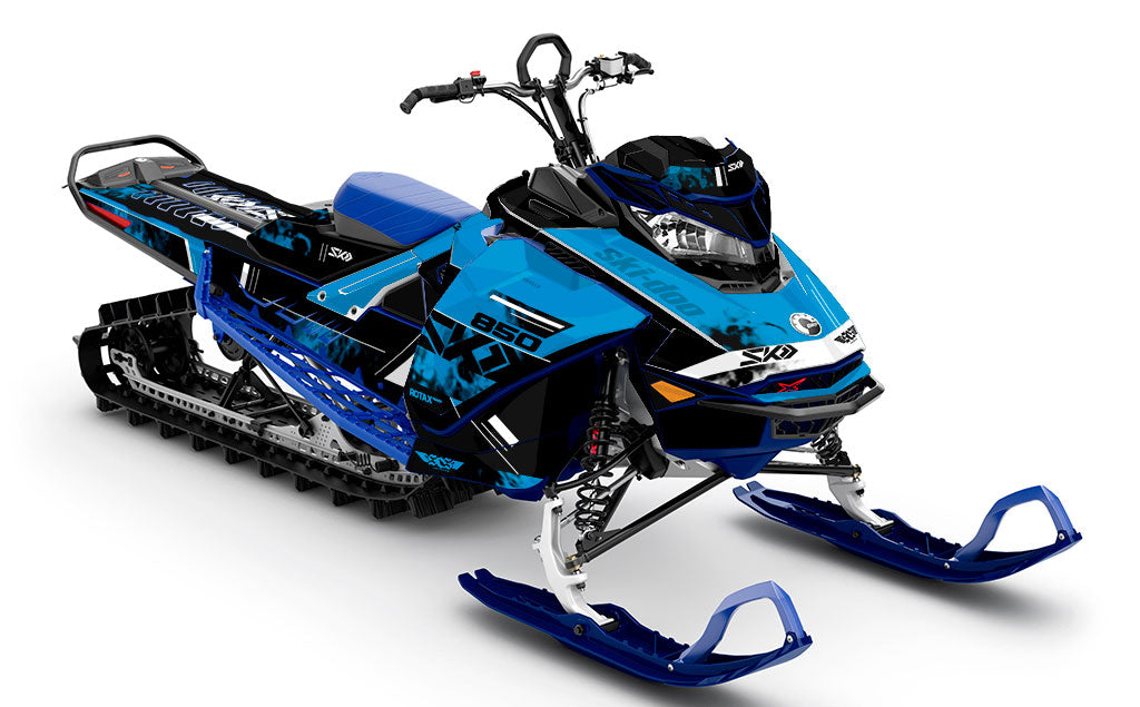 Smokeshow Blue White Ski-Doo REV Gen4 Sled Wrap Premium Coverage Sled Wrap