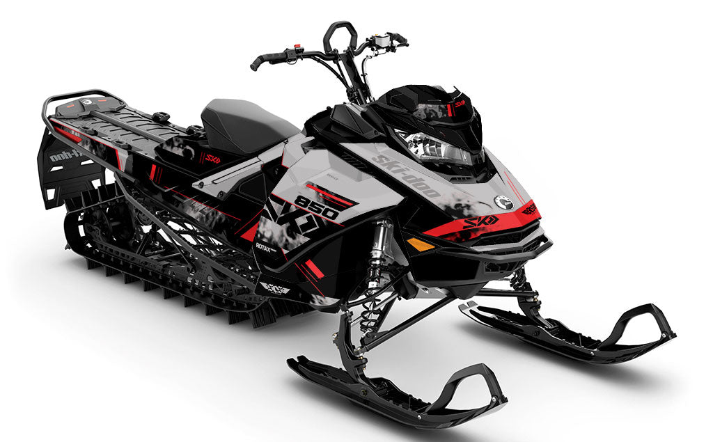 Smokeshow Grey Red Ski-Doo REV Gen4 Sled Wrap Full Coverage Sled Wrap