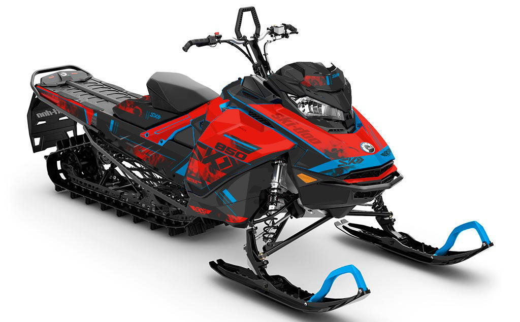 Smokeshow Red Blue Ski-Doo REV Gen4 Sled Wrap Full Coverage Sled Wrap