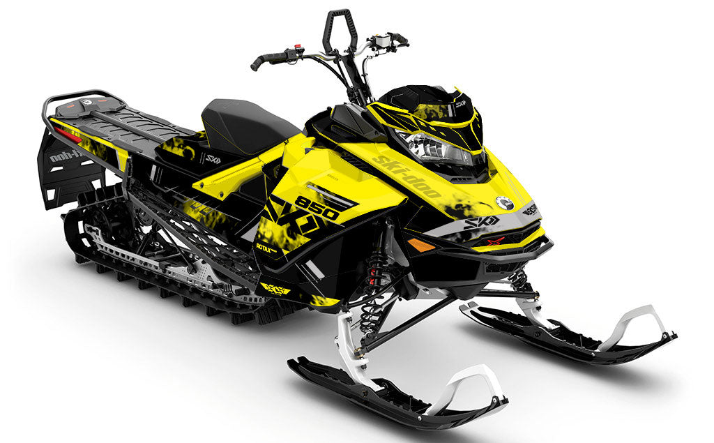 Smokeshow Yellow Grey Ski-Doo REV Gen4 Sled Wrap Full Coverage Sled Wrap