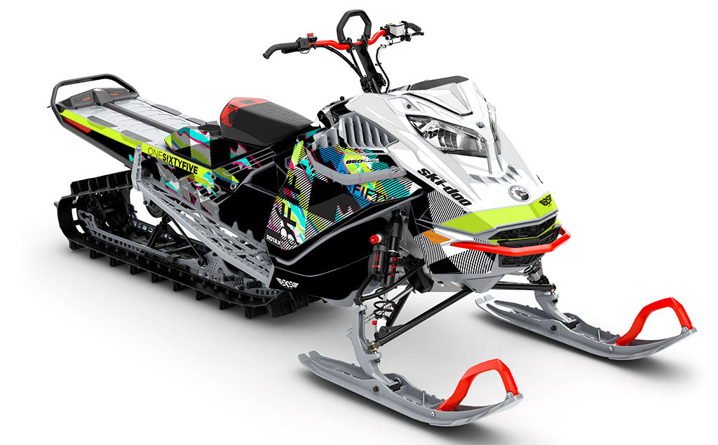 Squint Black White Ski-Doo REV Gen4 LWH - Freeride Full Coverage Sled Wrap