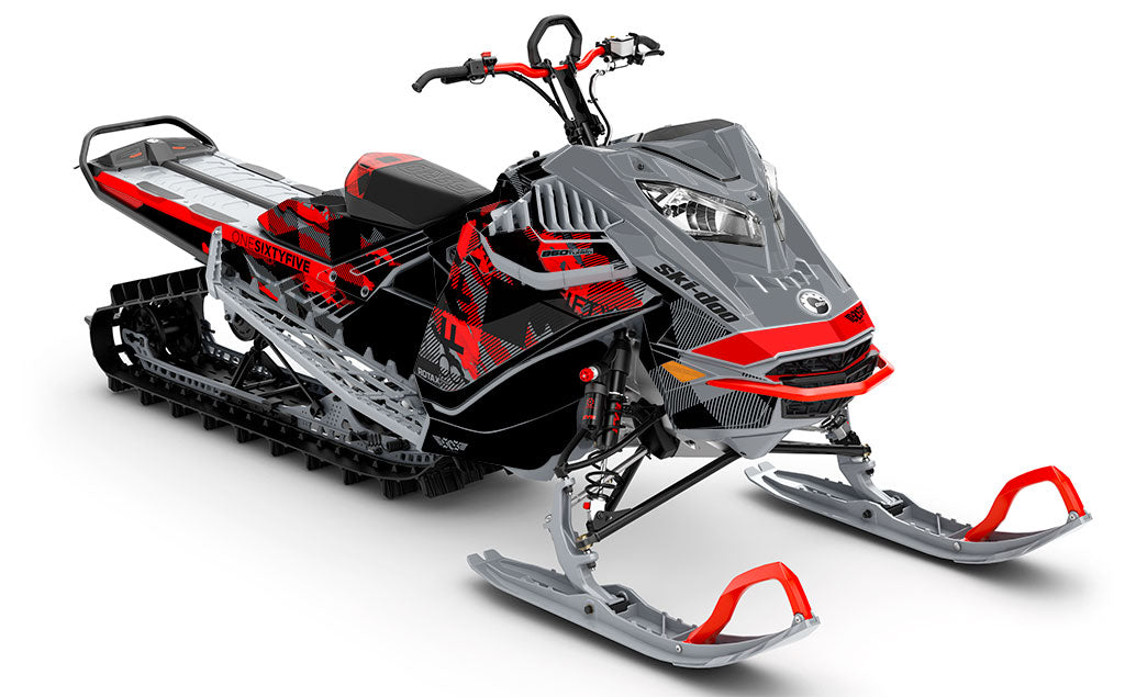 Squint Grey Red Ski-Doo REV Gen4 LWH - Freeride Full Coverage Sled Wrap