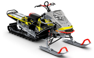 Squint Grey Yellow Ski-Doo REV Gen4 LWH - Freeride Full Coverage Sled Wrap