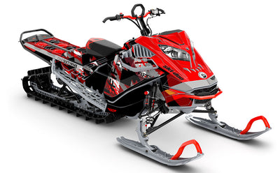 Squint Red Black Ski-Doo REV Gen4 LWH - Freeride Premium Coverage Sled Wrap