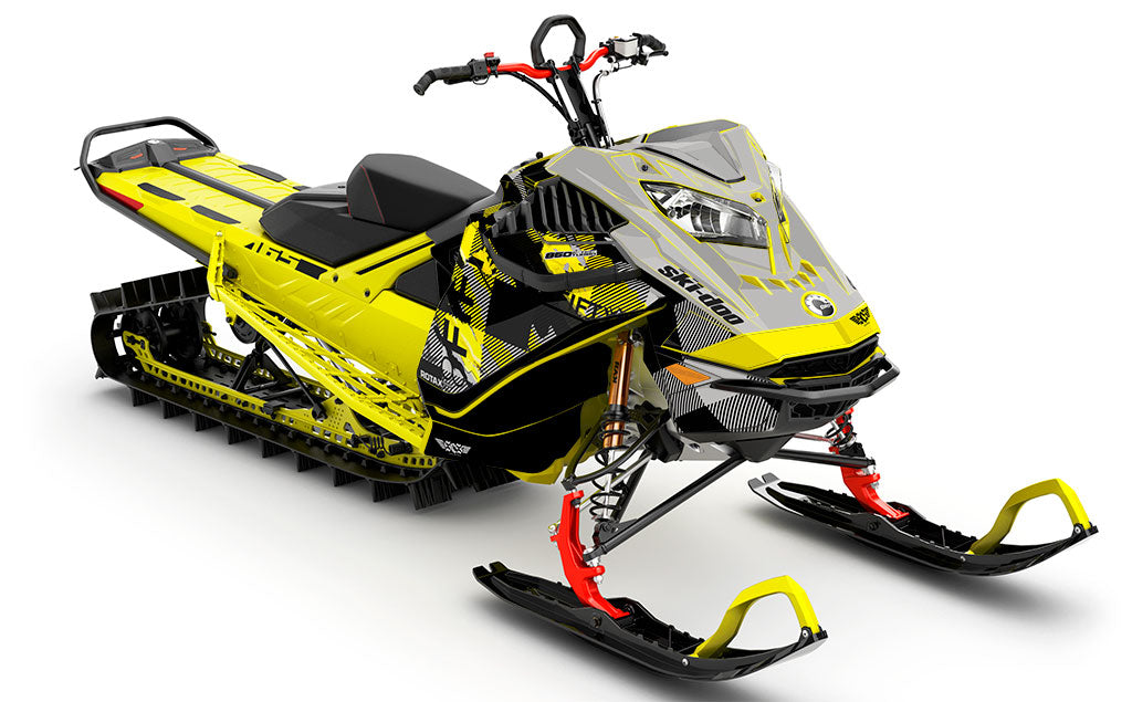 Squint Grey Yellow Ski-Doo REV Gen4 LWH - Summit Less Coverage Sled Wrap