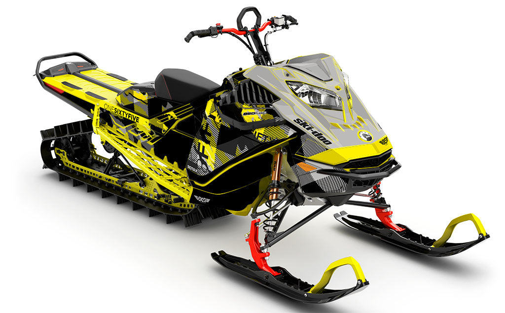 Squint Grey Yellow Ski-Doo REV Gen4 LWH - Summit Full Coverage Sled Wrap