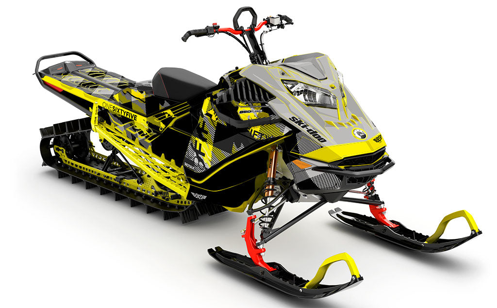 Squint Grey Yellow Ski-Doo REV Gen4 LWH - Summit Premium Coverage Sled Wrap