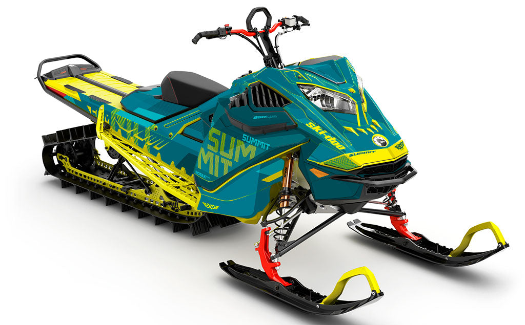 StockUp Blue Turquoise Ski-Doo REV Gen4 LWH - Summit Full Coverage Sled Wrap