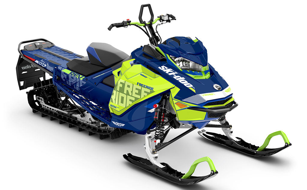 Stockup Green Blue Ski-Doo REV Gen4 Freeride Premium Coverage Sled Wrap