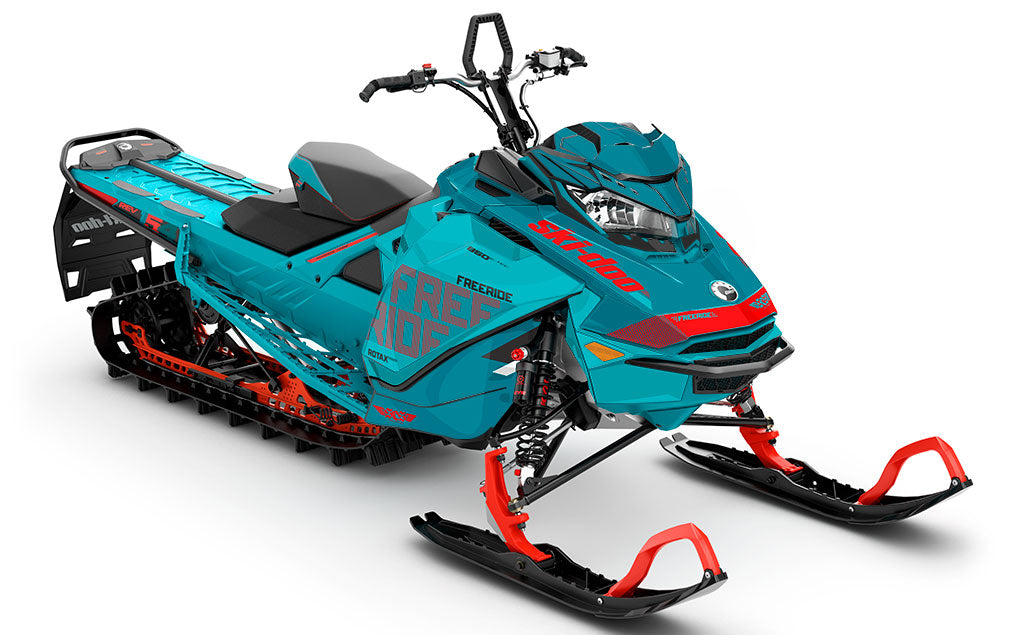 Stockup Teal Red Ski-Doo REV Gen4 Freeride Premium Coverage Sled Wrap