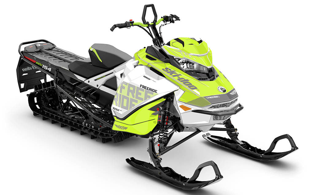 Stockup White Green Ski-Doo REV Gen4 Freeride Premium Coverage Sled Wrap