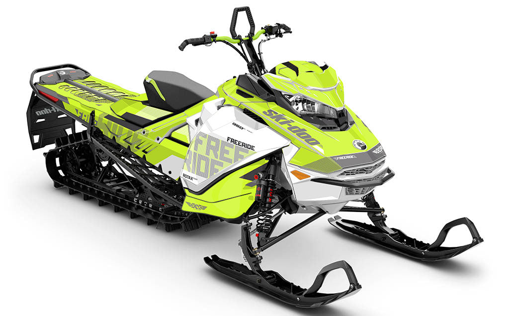 Stockup White Green Ski-Doo REV Gen4 Freeride Less Coverage Sled Wrap