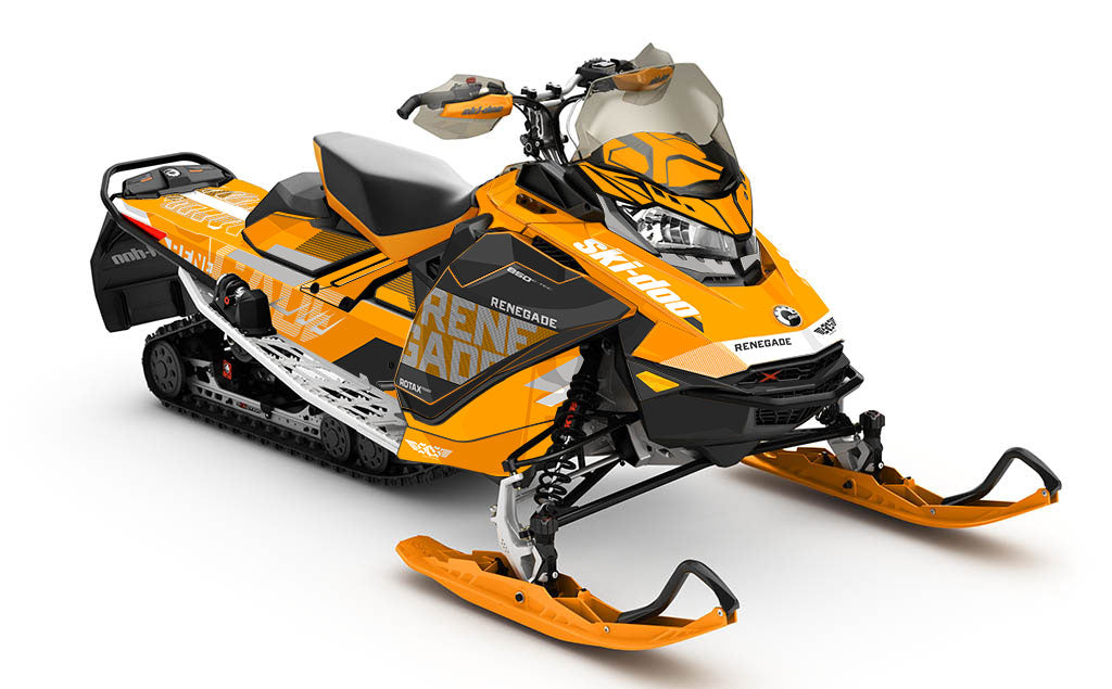 Stockup Orange White Ski-Doo REV Gen4 Renegade Premium Coverage Sled Wrap