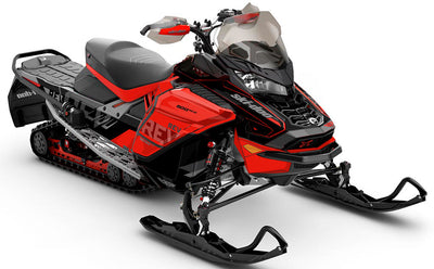 Stockup Red DrkGrey Ski-Doo REV Gen4 Wide Partial Coverage Sled Wrap