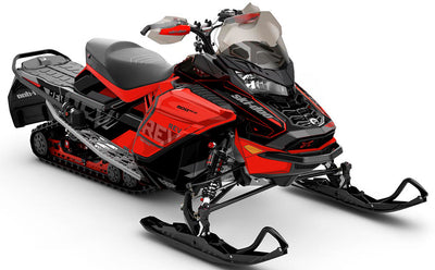 Stockup Red DrkGrey Ski-Doo REV Gen4 Wide Less Coverage Sled Wrap