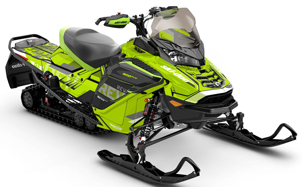 Stockup Green DrkGrey Ski-Doo REV Gen4 Wide Premium Coverage Sled Wrap