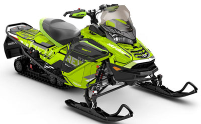Stockup Green DrkGrey Ski-Doo REV Gen4 Wide Premium Coverage Sled Wrap
