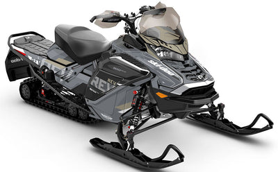 Stockup Green DrkGrey Ski-Doo REV Gen4 Wide Less Coverage Sled Wrap