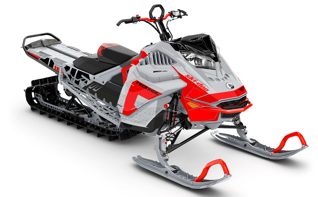 Supercharge CatGrey Red Ski-Doo REV Gen4 LWH - Freeride Full Coverage Sled Wrap