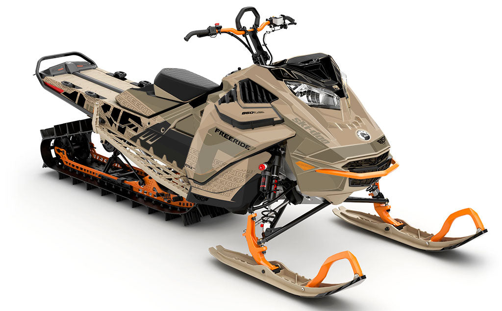 Supercharge Tan DrkTan Ski-Doo REV Gen4 LWH - Freeride Partial Coverage Sled Wrap