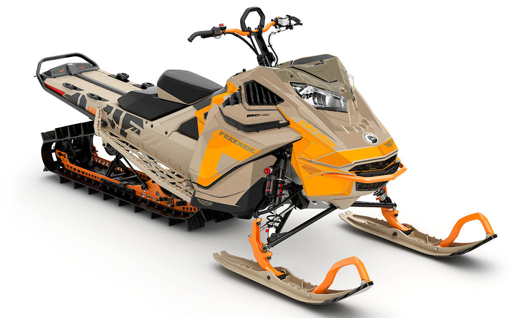 Supercharge Tan Orange Ski-Doo REV Gen4 LWH - Freeride Premium Coverage Sled Wrap