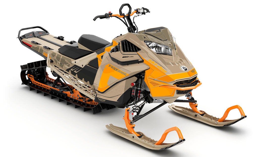 Supercharge Tan Orange Ski-Doo REV Gen4 LWH - Freeride Full Coverage Sled Wrap