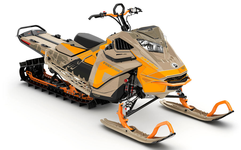 Supercharge Tan Orange Ski-Doo REV Gen4 LWH - Freeride Partial Coverage Sled Wrap