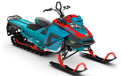 Supercharge Teal grey Ski-Doo REV Gen4 Freeride Partial Coverage Sled Wrap