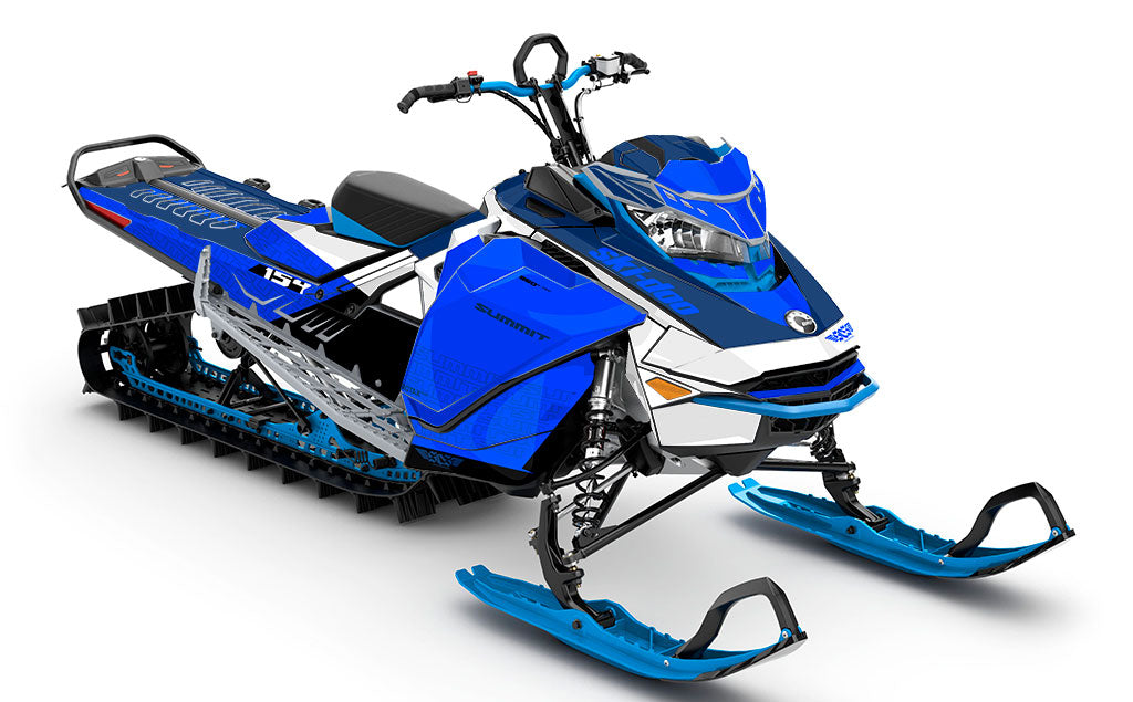 Supercharge Blue DrkBlue Ski-Doo REV Gen4 Summit Less Coverage Sled Wrap