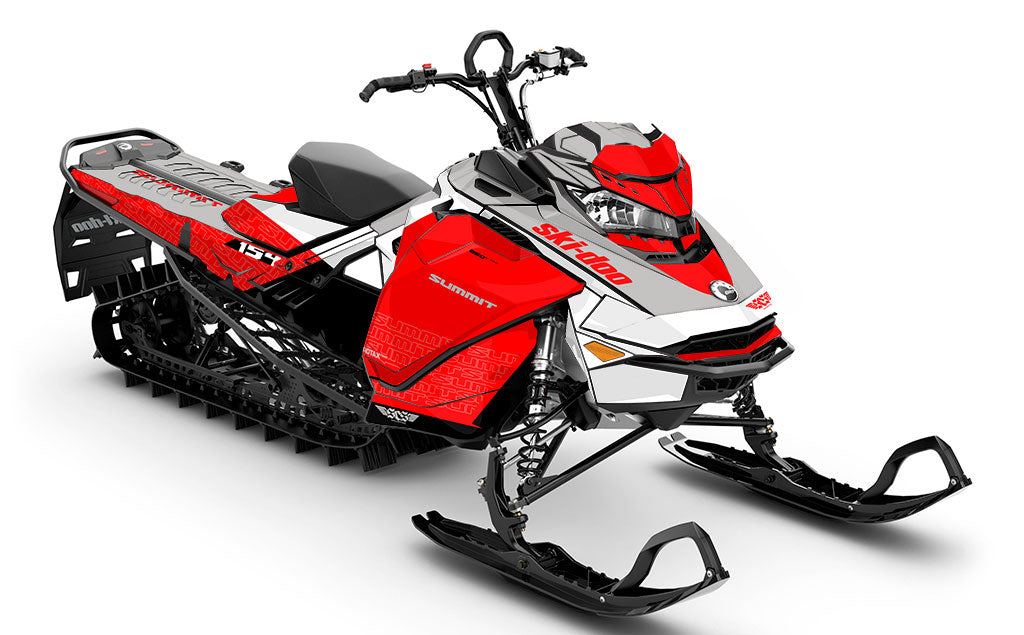 Supercharge Red Grey Ski-Doo REV Gen4 Summit Less Coverage Sled Wrap