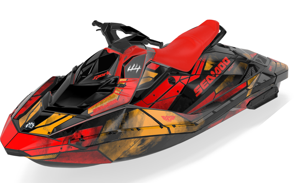 Tally Sea-Doo Spark Graphics Orange Red Less Coverage