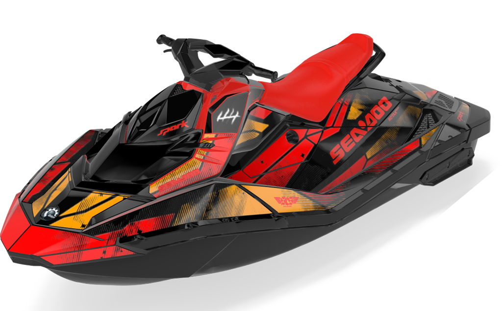 Tally Sea-Doo Spark Graphics Orange Red Partial Coverage