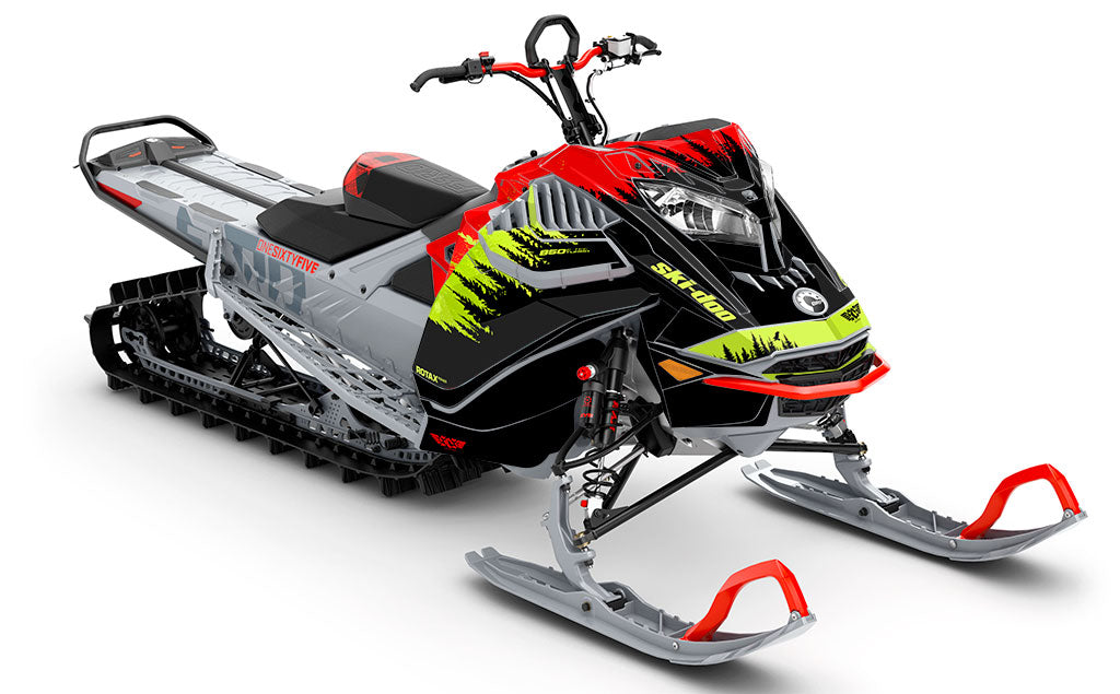 Thrasher Teal Red Ski-Doo REV Gen4 LWH - Freeride Full Coverage Sled Wrap